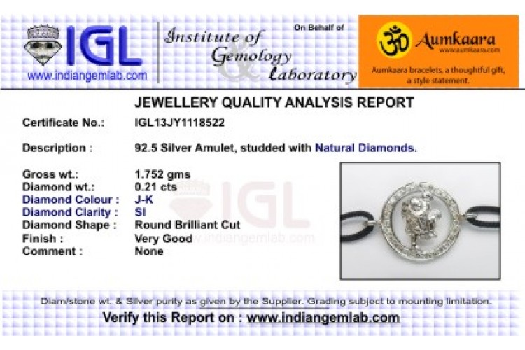 Hanuman Border Diamond Bracelet in Silver with 27 Diamonds